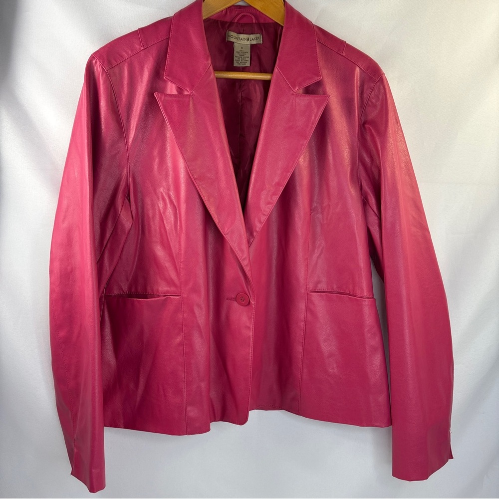 Mountain Lake Vintage Faux Leather Pink Blazer Jacket Women's Medium